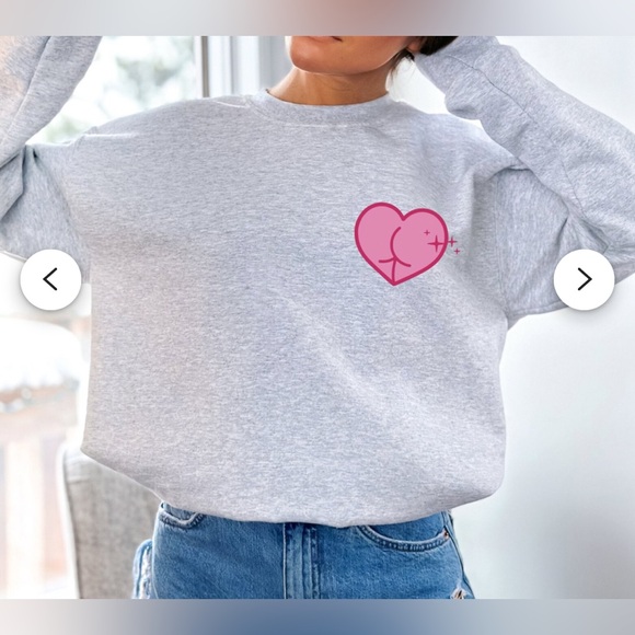 Gray Sweatshirt with Pink Heart Graphic I Look Better Bent Over Etsy medium - Picture 2 of 5